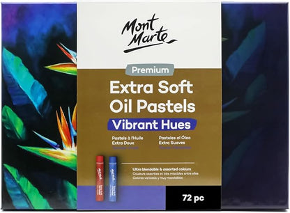Mont Marte Extra Soft Oil Pastels 72pc, Assorted Bright Colors, Vibrant and Buttery, Versatile Art Pastels for Blending, Layering & Shading, Ideal for Art, Craft, Coloring and Sketching