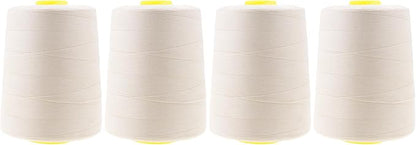 Mandala Crafts 4 Pack of Serger Threads Cones Spools - 20S/2 24000 Yards Polyester Ivory Threads for Sergers Machine and Overlock Quilting Sewing Machine