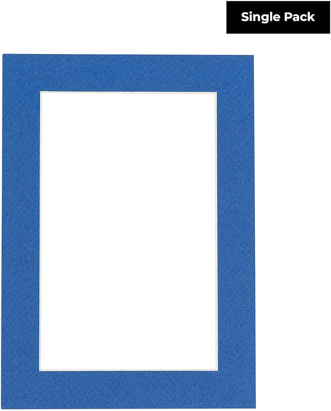 8.5x11 Mat Bevel Cut for 7x9 Photos - Acid Free Royal Blue Precut Matboard with Backing Board and Crystal Clear, Self Seal Photo Mat Bag - for Pictures, Photos, Framing - 4-ply Thickness