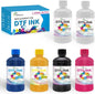 DTF Ink 250mlx6 for I3200 XP600 R1390 L1800, ET-8550, ET-2850 XP-15000, R2400, L800, 1430, P400,P800,R2000, Heat Transfer Ink Conversion Kit Refill for All DTF Printers,for DTF Film