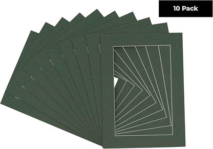 5x7 Mat for 8.5x11 Frame - Precut Mat Board Acid-Free Show Kit with Backing Board, and Clear Bags Hunter Green 5x7 Photo Matte Made to Fit a 8.5x11 Picture Frame Matboard for Framing, Pack of 10 Mats
