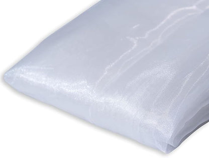 Fynite White Organza Fabric by The Yard | 20 Yard Long | 44" Wide | Bridal Soft Sheer Organza Tulle for DIY Wedding Dress Fashion Craft Decorations