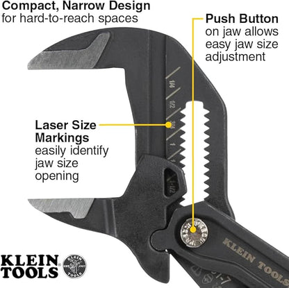 Klein Tools D53102KIT Adjustable Pliers Wrench Set, Compact High-Leverage Parallel Smooth Jaw Pliers, 7-Inch and 10-Inch, 2-Piece