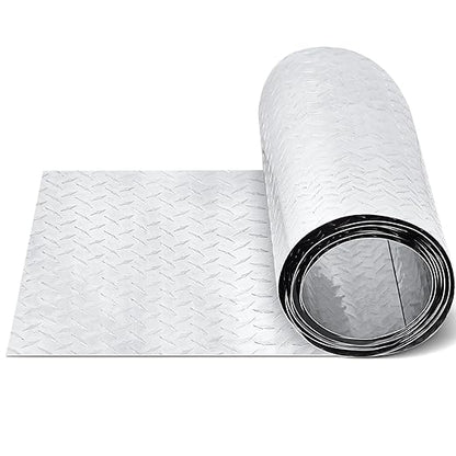 Diamond Plate Sheet Metal Heavy Duty Tread Aluminum Sheet Diamond Tread Plate for Wall Covering, Cargo Trailer, RV and More(120 × 10 Inch,Silver)