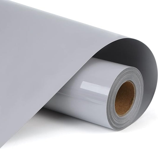 RENLITONG Grey HTV Iron on Vinyl 12Inch by 10ft Roll Heat Transfer Vinyl for T-Shirt HTV Rolls for All Cutter Machine - Easy to Cut & Weed for Heat Transfer Design