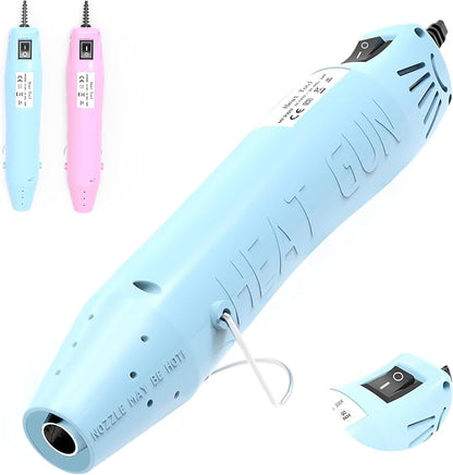 Heat Gun for Crafting, Mini Hot Air Gun Tool for Epoxy Resin, Shrunk Wrapping, Embossing, Electronics, Vinyl Wrap, Candle Making, Phone Repair & DIY - Blue
