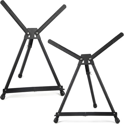Falling in Art Aluminum 15" to 21" Tabletop Easel Display, Black Tripod with Rubber Feet, Holds Canvas, Paintings, Books, Photos, Signs (Pack of 2)