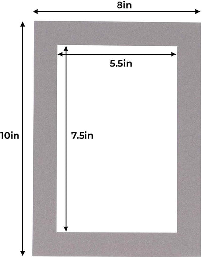 8x10 Mat for 6x8 Photo - Precut Charcoal Picture Matboard for Frames Measuring 8 x 10 Inches - Bevel Cut Matte to Display Art Measuring 6 x 8 Inches - Acid Free Pack of Ten MATS
