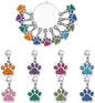 SUNNYCLUE 1 Box 16Pcs Knitting Stitch Markers Cute Pet Paw Dog Cat Paws Enamel Charms Lobster Clasp Charms Removable Locking Crochet Pendants for Sewing Weaving DIY Zipper Pull Decoration