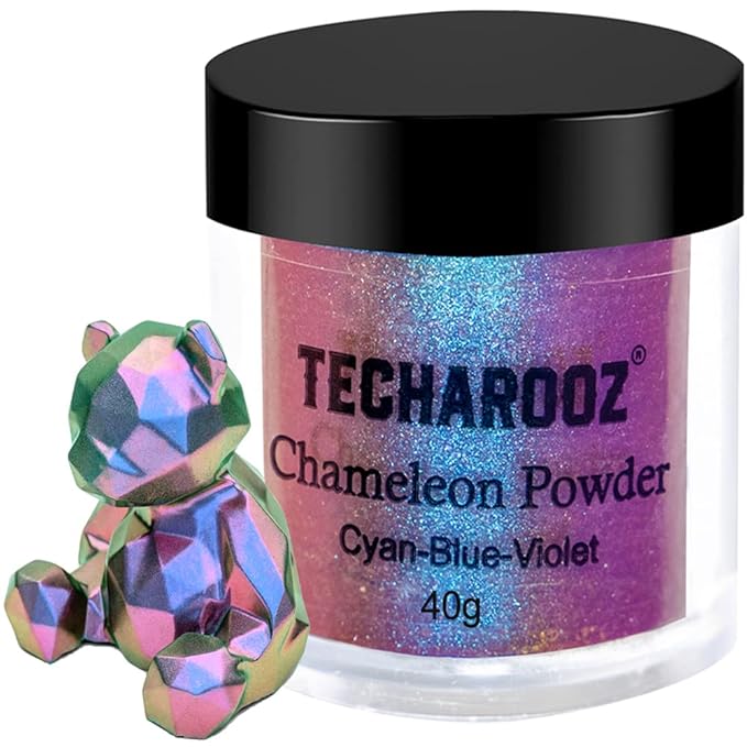 TECHAROOZ Chameleon Mica Powder (Cyan-Blue-Violet) - 40g Color Shift Mica Powder - Holographic Glitter for UV & Epoxy Resin Supplies, Eyeshadow, Acrylic Paint, Slime and Nail Decor