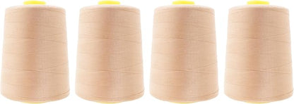 Mandala Crafts 4 Pack of Serger Threads Cones Spools - 20S/2 24000 Yards Polyester Nude Threads for Sergers Machine and Overlock Quilting Sewing Machine