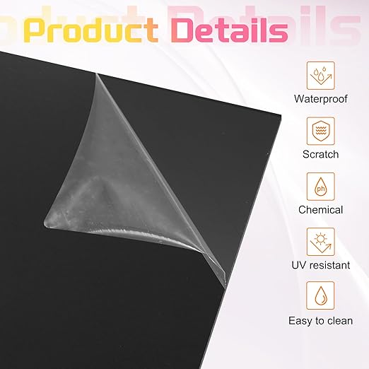 uxcell 4Pcs Acrylic Sheets 12x8 Inch Acrylic Panel 1/8 Inch-3mm Plastic Board for Picture Frames Sign Holders DIY Display Projects Craft, Clear Black