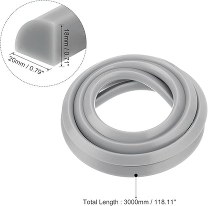 uxcell Flexible Molding Trim, 118 Inch Flexible Quarter Round Molding Silicone Peel and Stick Trim Self Adhesive Shower Water Barrier for Corner Decor Bathroom Kitchen, Grey