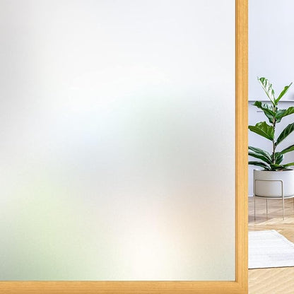 rabbitgoo Window Privacy Film, Frosted Glass Window Clings, Static Cling UV Heat Blocking Door Stickers for Home Bathroom, Removable Indoor Decal Coverings Day and Night, Pure, 23.6 x 157 Inches