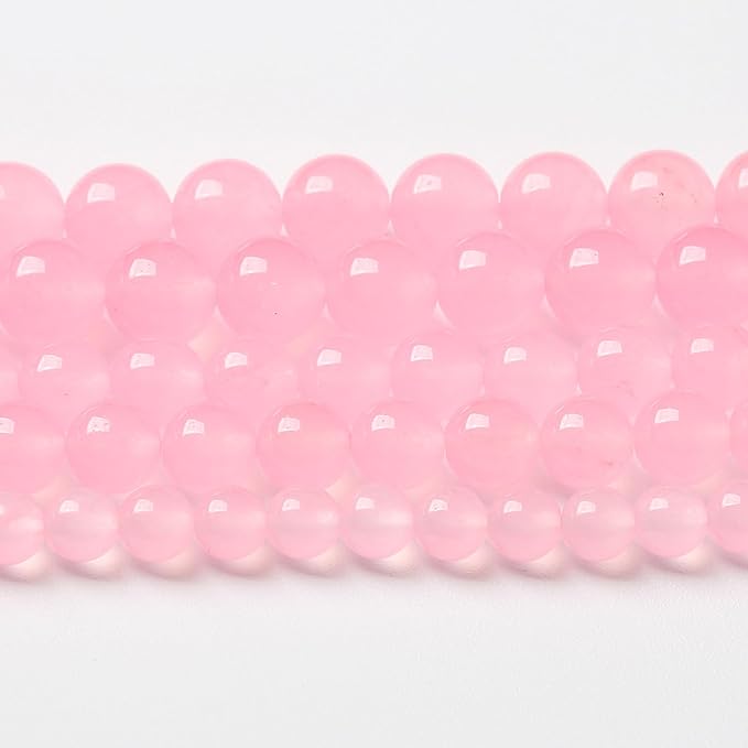 6mm 60pcs Natural Light Pink Chalcedony Stone Beads for Jewelry Making Energy Healing Power Stone DIY Bracelet Necklace Accessories 15" (6mm, Light Pink Chalcedony)