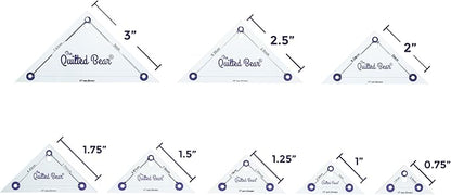 The Quilted Bear Right Angle Triangle Quilting Templates – 8 Clear Non-Slip Acrylic Quilt Templates for Precise Fabric Cutting & Stress-Free Machine Quilting - for Quilt & Sewing Supplies (¾–3")