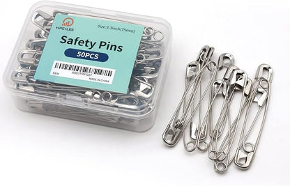 3.3 Inch Safety Pins Assorted, Bulk Large Safety Pins for Clothes(3.3 inch 50PCS)