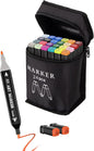 Banral 24 Colors Alcohol Markers Set, Dual Tip Alcohol Based Art Marker for Artists Kids Adult Coloring, Permanent Illustration Sketch Pens for Drawing