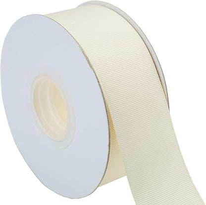 ITIsparkle 11/2" Inch Grosgrain Ribbon 25 Yards-Roll Set for Gift Wrapping Cake Decoration Party Favor Hair Braids Hair Bow Baby Shower Decoration Floral Arrangement Craft Supplies, Ivory Ribbon