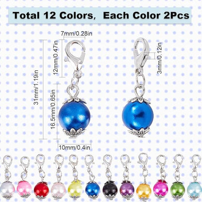 SUNNYCLUE 1 Box 24Pcs Crochet Stitch Markers Knitting Markers Pearl Knitting Markers Charms Metal Pearl Leverback Knitting Charms for Knitting Weaving Sewing Needleworks Women Adults DIY Crafts