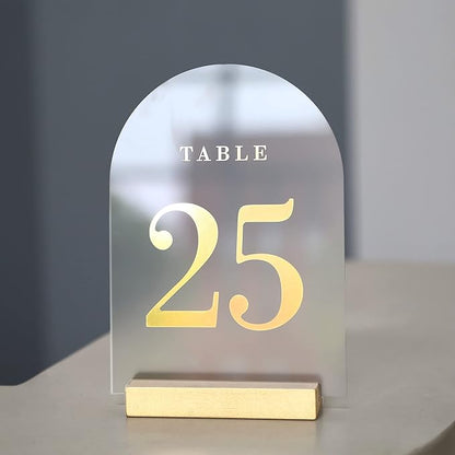 UNIQOOO 20 Pack 4" Gold Birch Wood Stands for Wedding Acrylic Sign, Wood Table Number Holders for 1/8 Thick Acrylic Sheets | Wedding Display Stand, Card Holder for Bar Menu, Retail Sign, Party