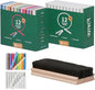 Kedudes Dustless Chalk with Eraser, 24pk - 12 Colored Chalkboard Chalks and 12 White Chalk for Chalkboard and Board Erasers Set - Blackboard Chalks and Eraser with Wooden Handle