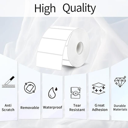 2"x1" Thermal Sticker Labels, White Self-Adhesive Barcode Label Paper for Direct Thermal Printer, Waterproof Multi-Purpose Rectangle Address Shipping Mailing Stickers, 300 Sheets/Roll