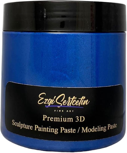 3D Sculpture Painting Paste|Texture Paste|Decorative Plaster|Ready to Use|Unique Colors|Ideal for Artwork|Stencil|Flowers|Texture|Art Relief| 6 oz (Metallic Dark Blue)