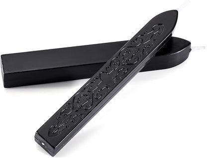 Yoption 12 Pcs Sealing Wax Sticks with Wicks, Antique Black Totem Fire Manuscript Seal Wax for Wax Seal Stamp (Black)