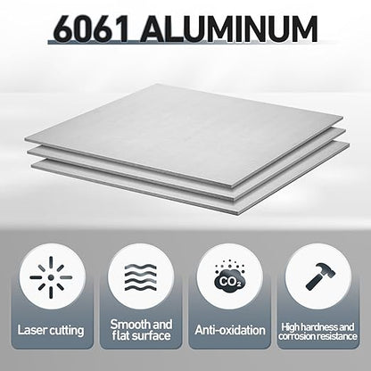Blulu 2 Pcs 6061 Aluminum Sheet Metal Plate 15 x 15 x 1/8 in (3 mm) Flat Plain Thickness Panel Covered with Protective Film Solid Rectangle Flat Stock for Crafting Industry Structural Framing Base