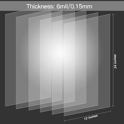 15 Pack 6 Mil Clear Mylar Stencil Sheets, 12" x 24" Blank Stencils, Reusable Template Material, Make Your Own Stencil Compatible Vinyl Cutting Machine