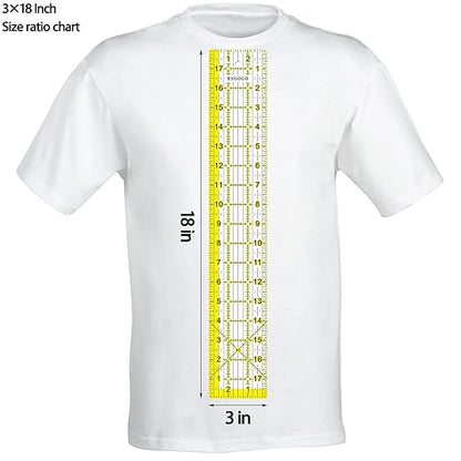Acrylic Ruler 7 Piece Set, Non Slip Rings 50 Pieces, Quilting Rulers, Size (6"x24"), (2"x24"), (3"x18"), (3"x8"), (1.5"x12"), (1"x12"), (1"x6") (Yellow-7 Piece Set)