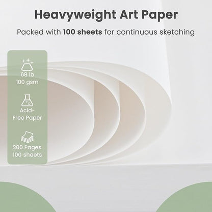 Sketch Pad 9x12 Inch, 1 Pack-100 Sheets Spiral Drawing Paper for Kids，68lb/100gsm Drawing Sketchbook for Kids Ages 8-12, Drawing Book for Adults, Teens, Painting, Drawing & Art Supplies.