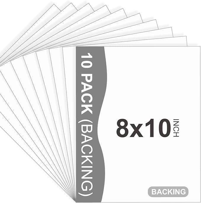 Somime 10 Pack Backing Boards, 8x10 Uncut White Mats Matboards, Acid-Free Backerboards for Art Prints, Ideal for Photos, Pictures, Prints, and Frames