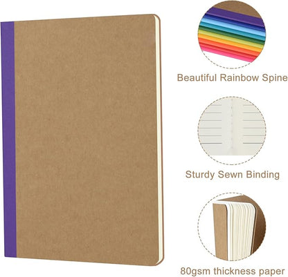 ZCZN 8 Pack Colorful Lined Notebooks Bulk, A5 Journals with 8 Colors, 60 Pages/30 Sheets, 8.3x5.5 Inch, College Ruled Paper, Travel Writing Journal Notebooks for Work,School(8 pack,8 colors-lined)