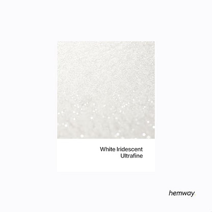 Hemway Polyurethane & Epoxy Glitter 100g Metallic Crystal Flake Additive for Halloween, Jewellery Making, Tumblers and Resin - Ultrafine (1/128" 0.008" 0.2mm) - White Iridescent