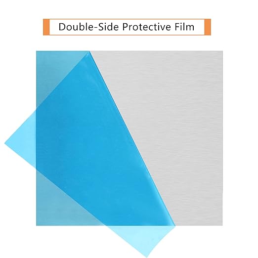 2Pack 6061 T651 Aluminum Sheet Metal 6 x 6 x 1/16 (0.06”) Inch Flat Plain Aluminum Plate Covered with Protective Film, Heat Treatable Rectangle Aluminum Metal Plate for Crafting, DIY, 1.5mm Thick