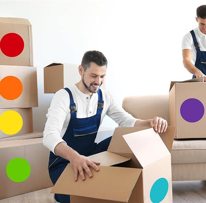 STARLIBOO 6" Round Large Colored Stickers Labels, Dots Circles Stickers for Moving, School, Home, Office, Business- 6 Colors
