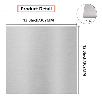 6061 T651 Aluminum Sheet Metal 12 x 12 x 1/16 (0.63”) Inch, Flat 1.5MM Aluminum Metal Plate for Crafting, Industrial, Double-Side Protective Film
