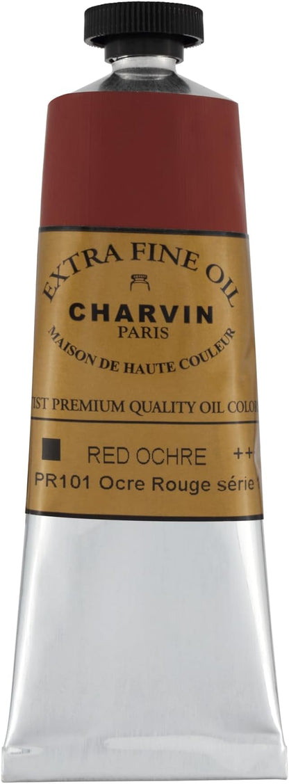 Charvin Extra Fine Oil Paint, Red Ochre 60 mL - Triple-Milled, Rich Texture, Poppy Oil-Based, Light-Fast, Handmade, Archival Quality