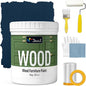DWIL Matte Finish Furniture Paint - 32 Oz Wood Paint for Cabinets, Doors, Tables, and Dressers Refinishing - Water-Based, Non-Toxic & Odorless, Easy to Apply(Crow Black Blue)-With Tools
