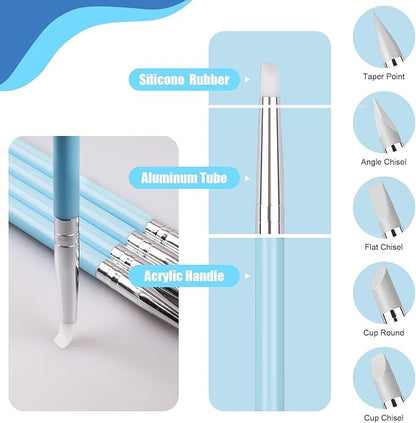 Dotting Tools, Silicone Clay Sculpting Tool, Ceramic Clay Ball Stylus Dot Painting Tools, Pottery Embossing Tool for Rock, Nail, Blending, Drawing, Modeling