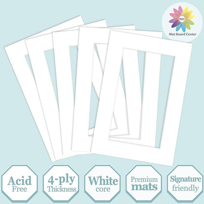 MBC MAT BOARD CENTER, 5 Pack 4x6 for 3x5 White Picture Mats Frame Mattes, Bevel Cut, Acid Free, 4-ply Thickness