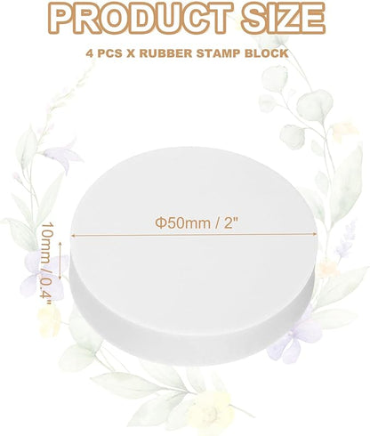 PATIKIL 4Pcs 2" Rubber Carving Blocks, Soft Linoleum Art Carving Block Round Crafts Stamp Making for Printmaking Stamps Carving Supplies, White