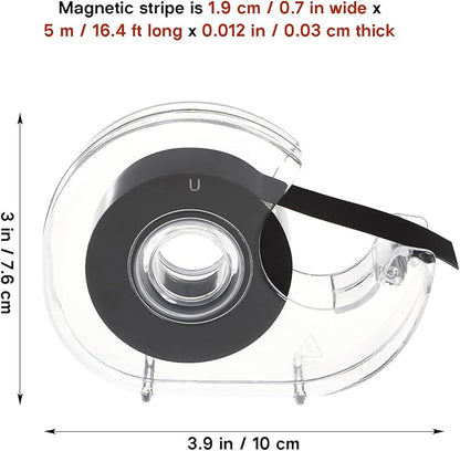 STOBOK Magnetic Tape Dispenser, Flexible Magnetic Tape Magnetic Strip with Adhesive Backing and Tape Dispenser, Magnetic Tape Roll for Crafts DIY Projects Home Office Use
