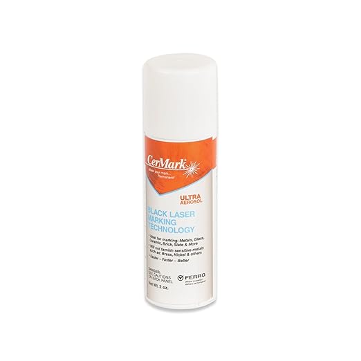 Cermark Ultra Aerosol Spray for Black Laser Marking. Great for Stainless, Glass, Slate, Metal, & Ceramic. Bonding Adhesive (2oz) (24)