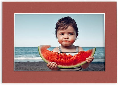 Pack of 25 Acid Free 8.5x11 Mats Bevel Cut for 7x9 Photos - Brick Red Precut Matboards For Pictures, Photos, Framing - 4-ply Thickness