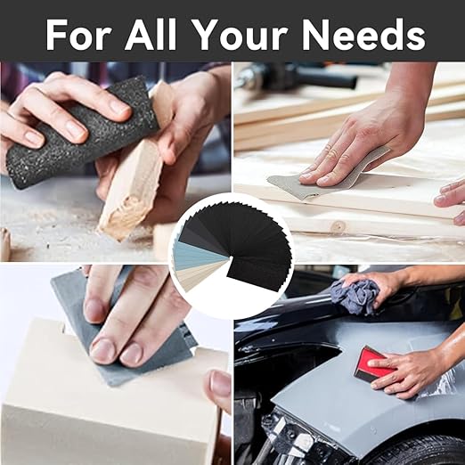 32 PCS Sandpaper 60/120/150/280/320/400/600/800 Grit Wet Dry Sandpaper Assortment 9x3.6 Inch Hand Sanding Sheets for Automotive Sanding,Furniture Finishing,Wood Turing Finishing.