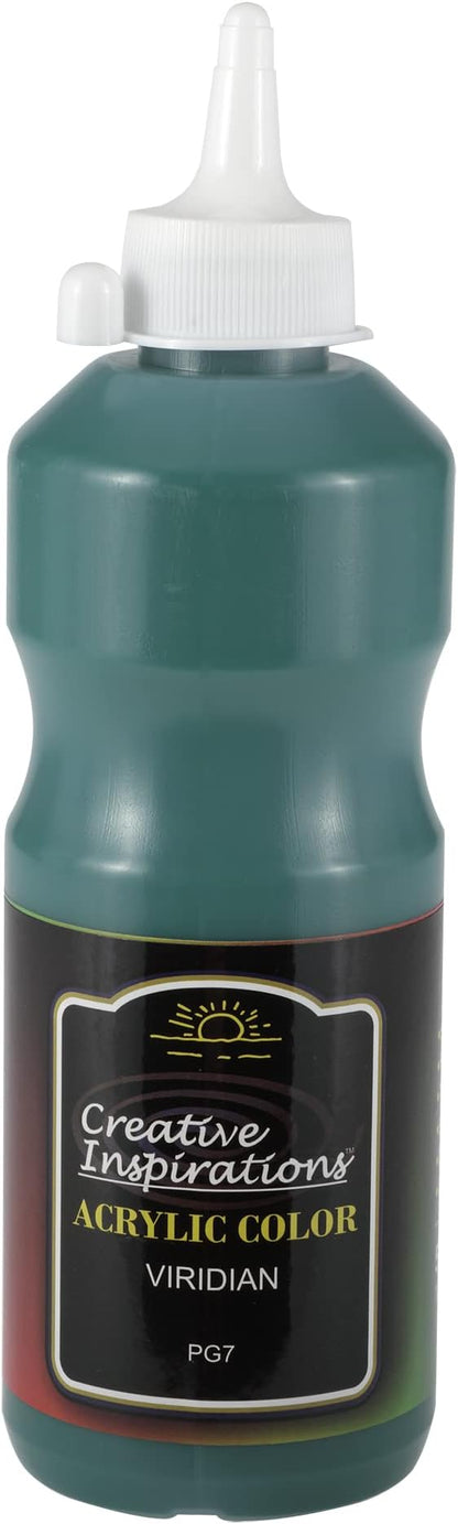 Creative Inspirations Acrylic Paint - Viridian - 500 mL Bottle - Smooth & Creamy Consistency, Vibrant Pigmentation, Great Coverage for Artists - Clean Up with Soap & Water