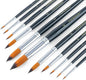 Transon 11pcs Round Paint Brush Basic Set for Watercolor, Acrylic, Gouache, Ink, and Tempera Painting